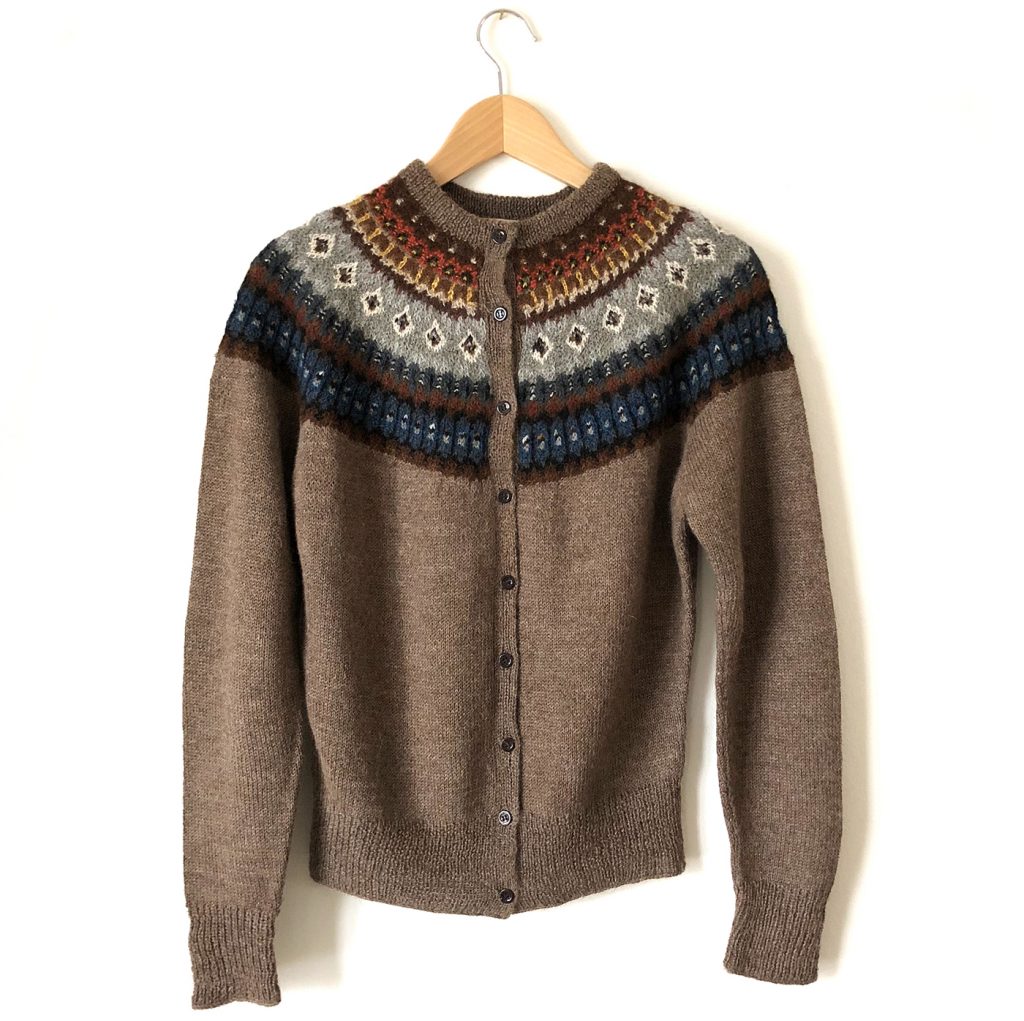 Carey – Circle Knit Cardigan, Natural Light Brown – chaleca.com